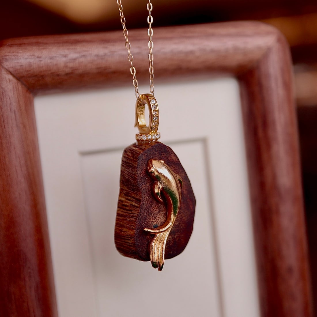 S925 silver natural agarwood pendant - 5