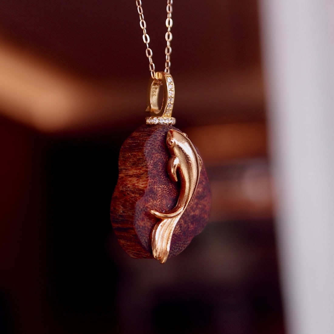 S925 silver natural agarwood pendant - 6