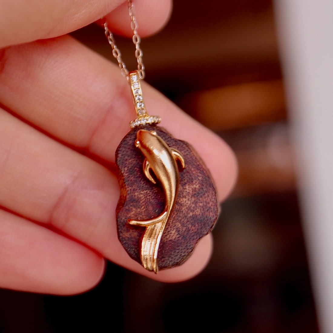 S925 silver natural agarwood pendant - 7