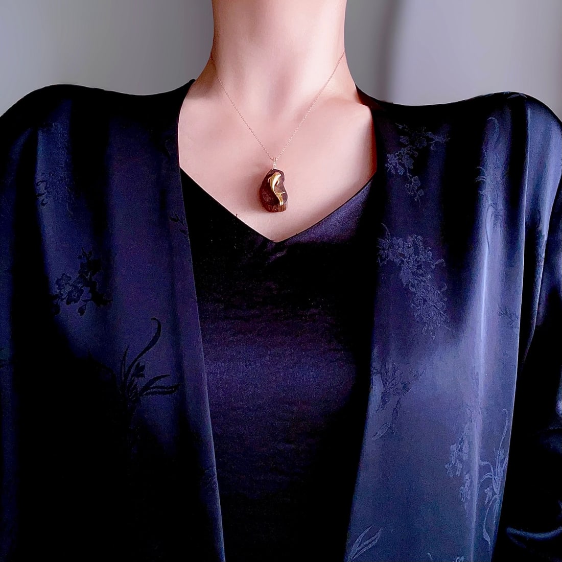 S925 silver natural agarwood pendant - 8