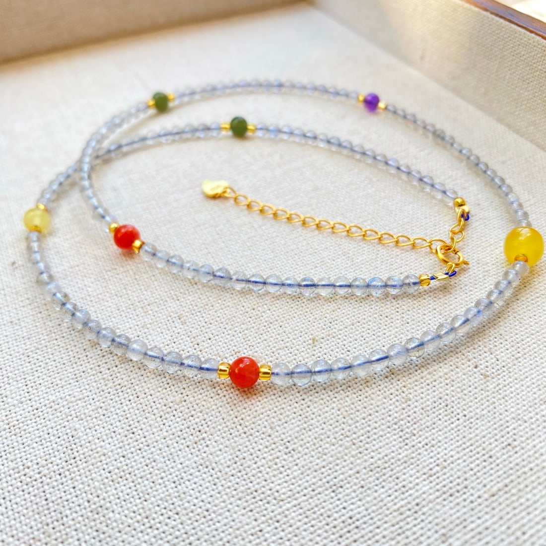 S925 pure silver natural moonstone necklace - 5