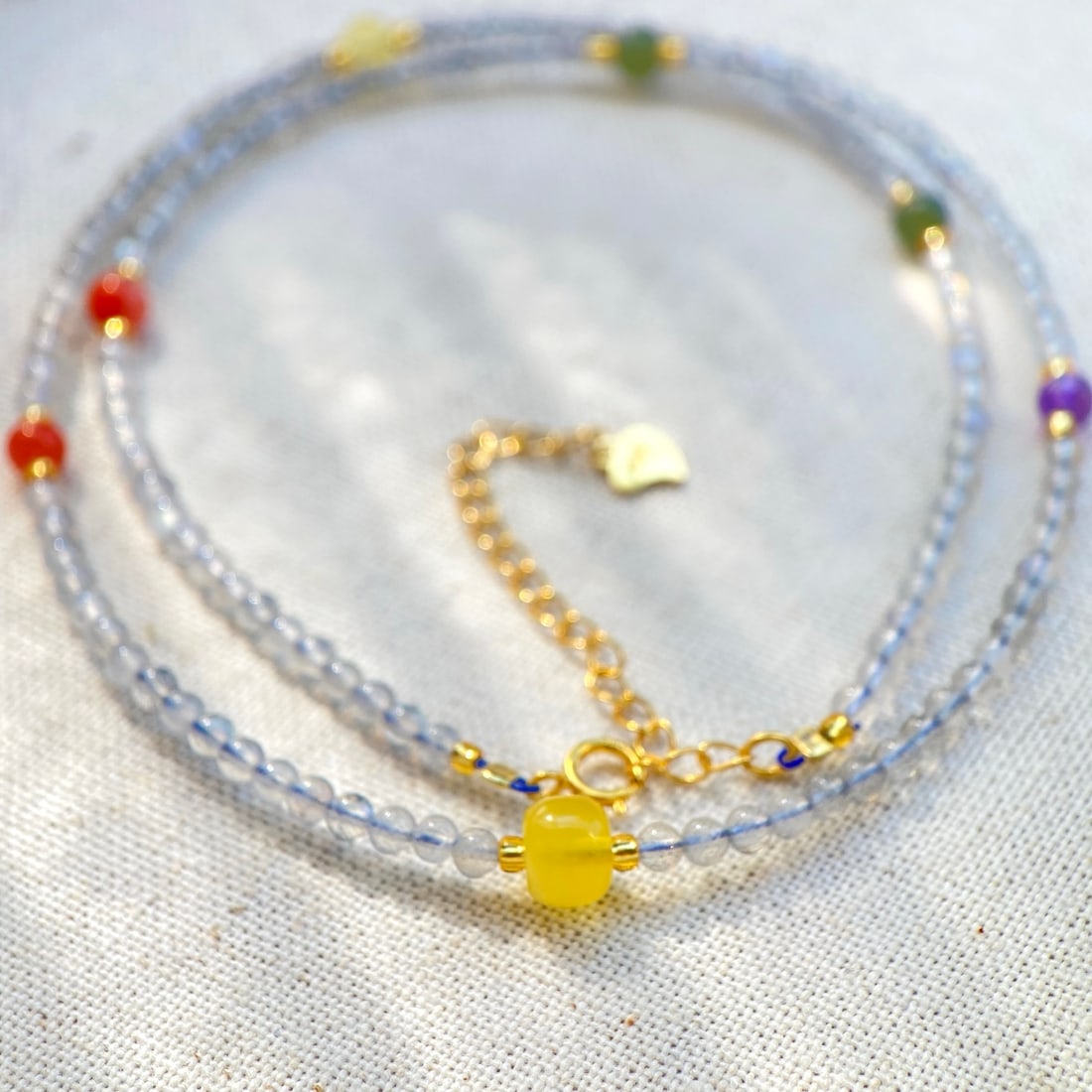 S925 pure silver natural moonstone necklace - 7