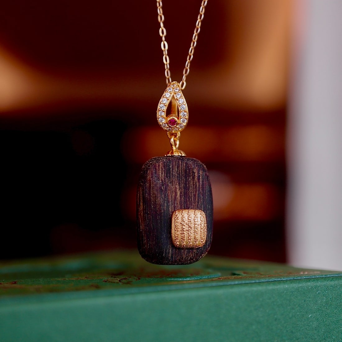 S925 silver natural agarwood pendant - 4