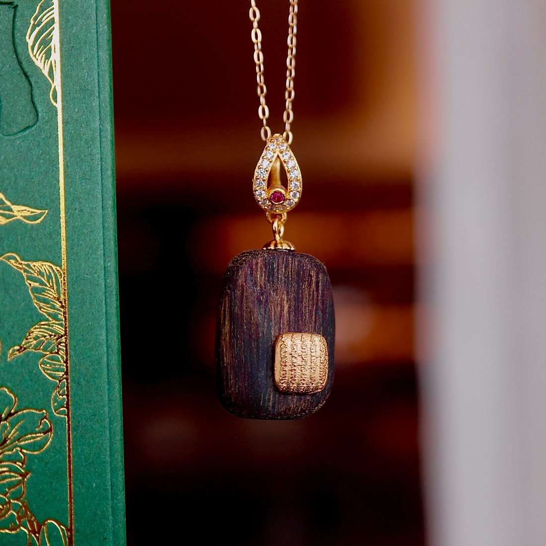 S925 silver natural agarwood pendant - 5