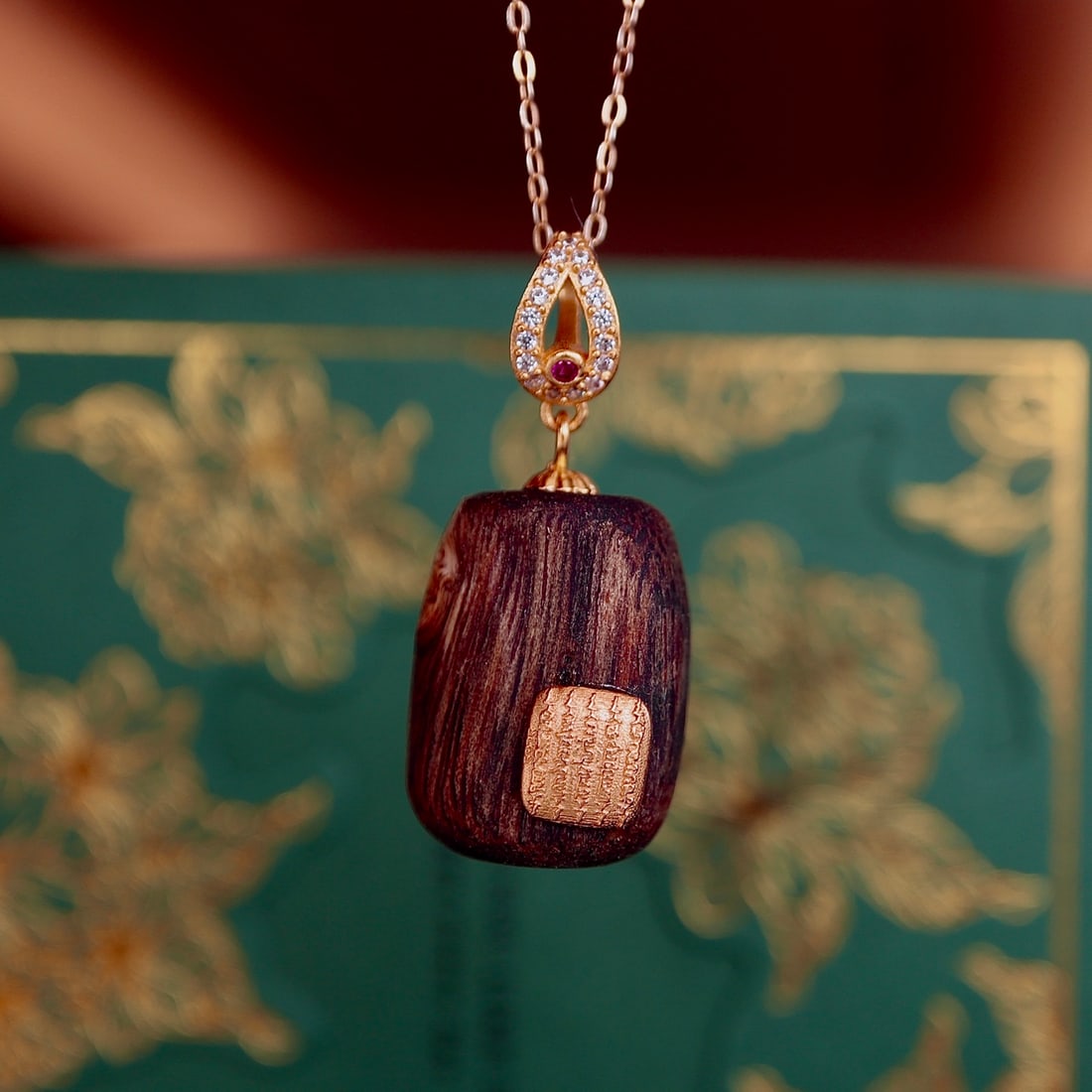 S925 silver natural agarwood pendant - 6