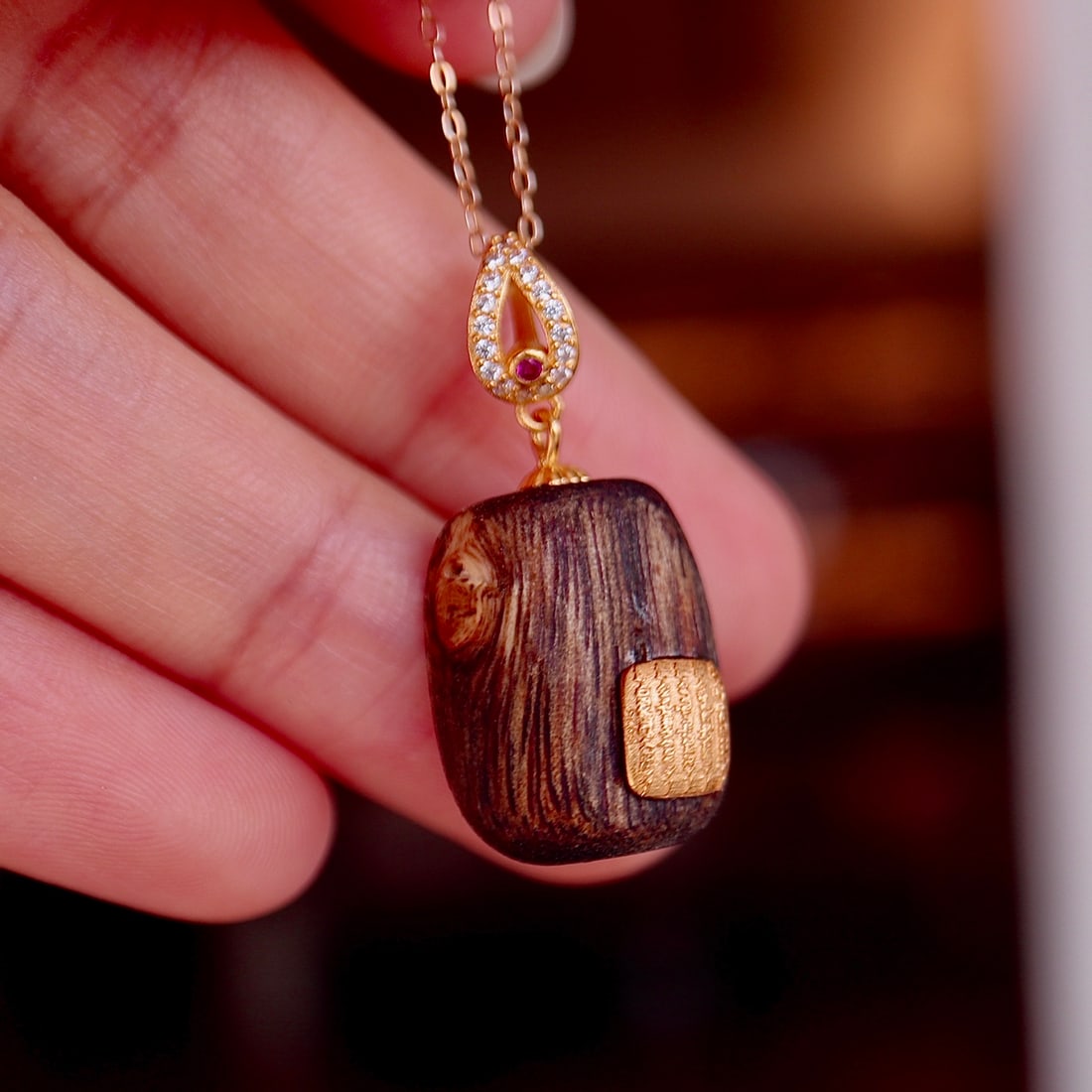 S925 silver natural agarwood pendant - 8