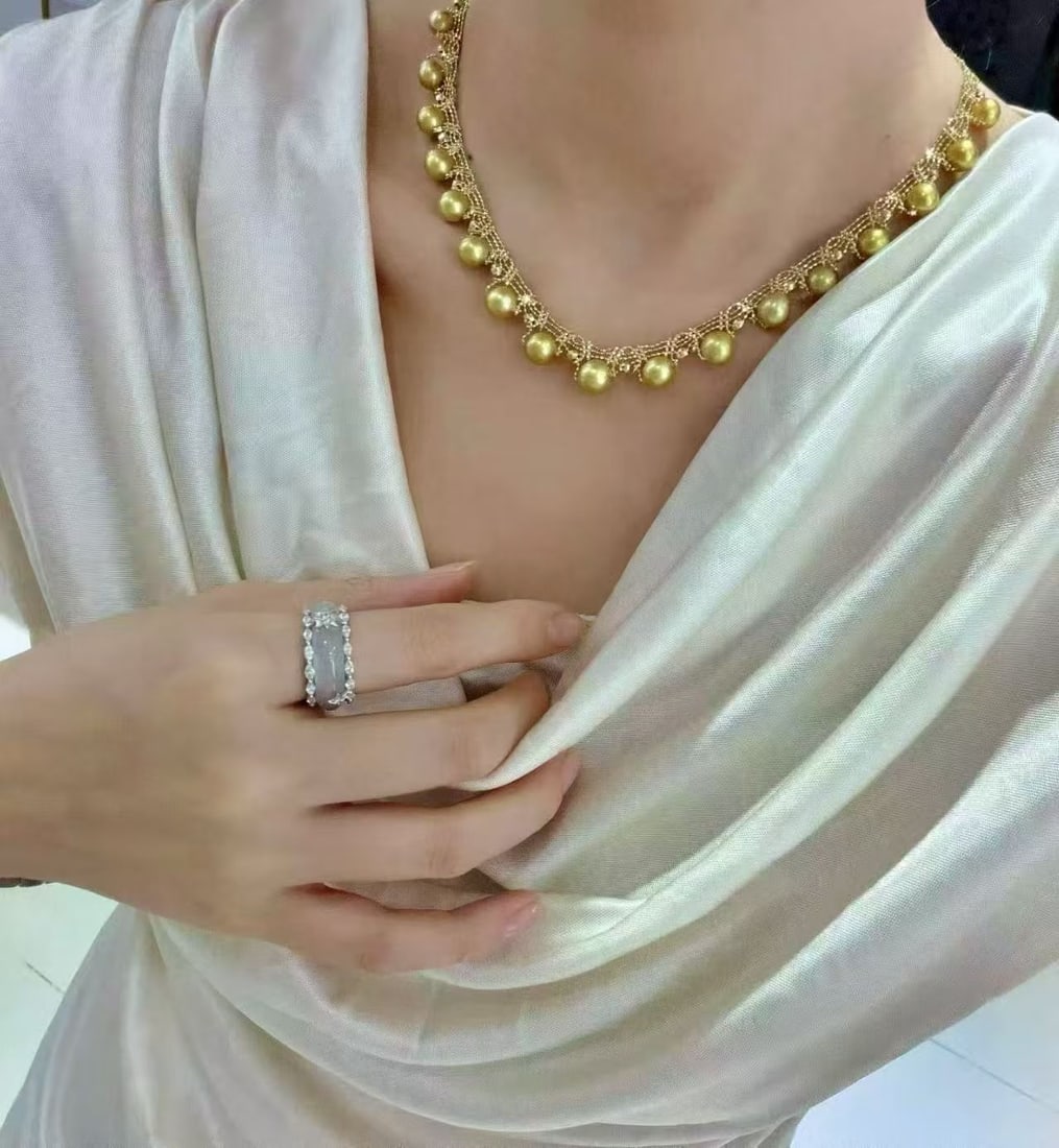 18K Gold Lace Knitted Pearl Necklace - 9