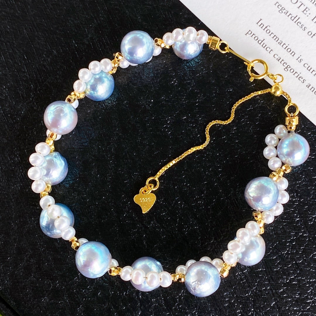 Adjustable 925 silver pearl bracelet - 8