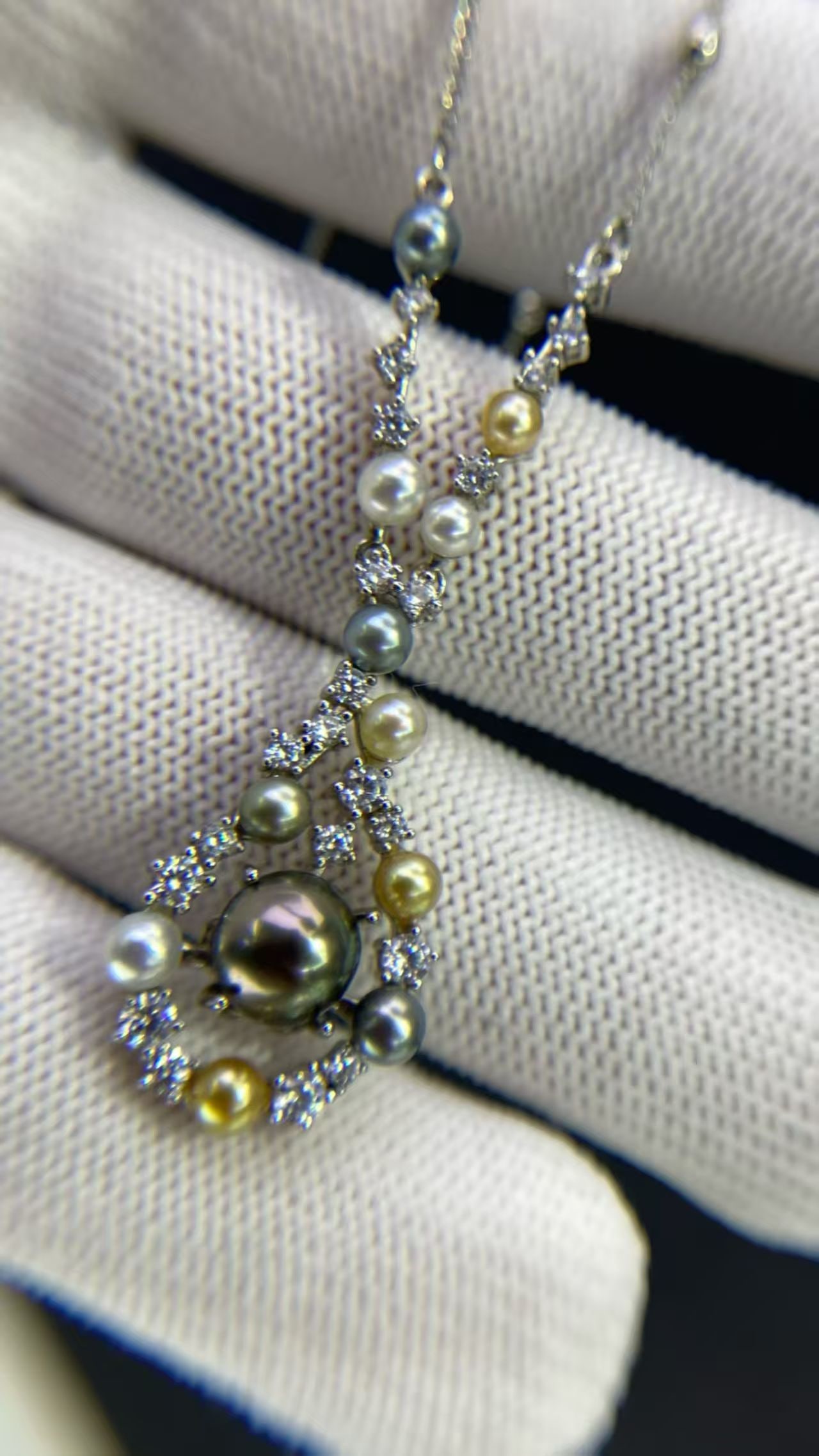 925 silver inlaid pearl integrated chain necklace - 3