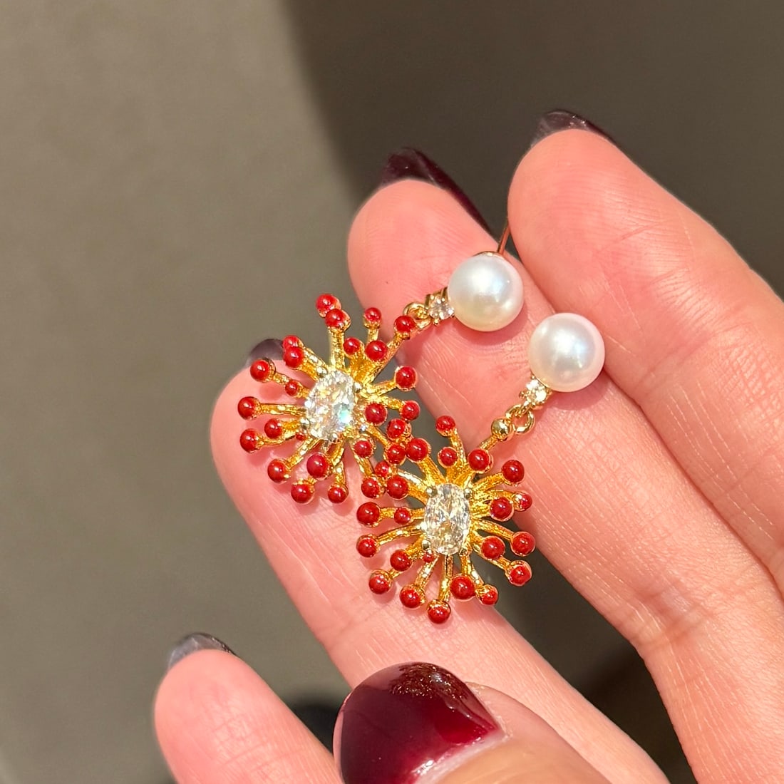 Firework Freshwater Pearl Stud Earrings, 14K Gold Plated, High-Quality Natural Pearls - 5