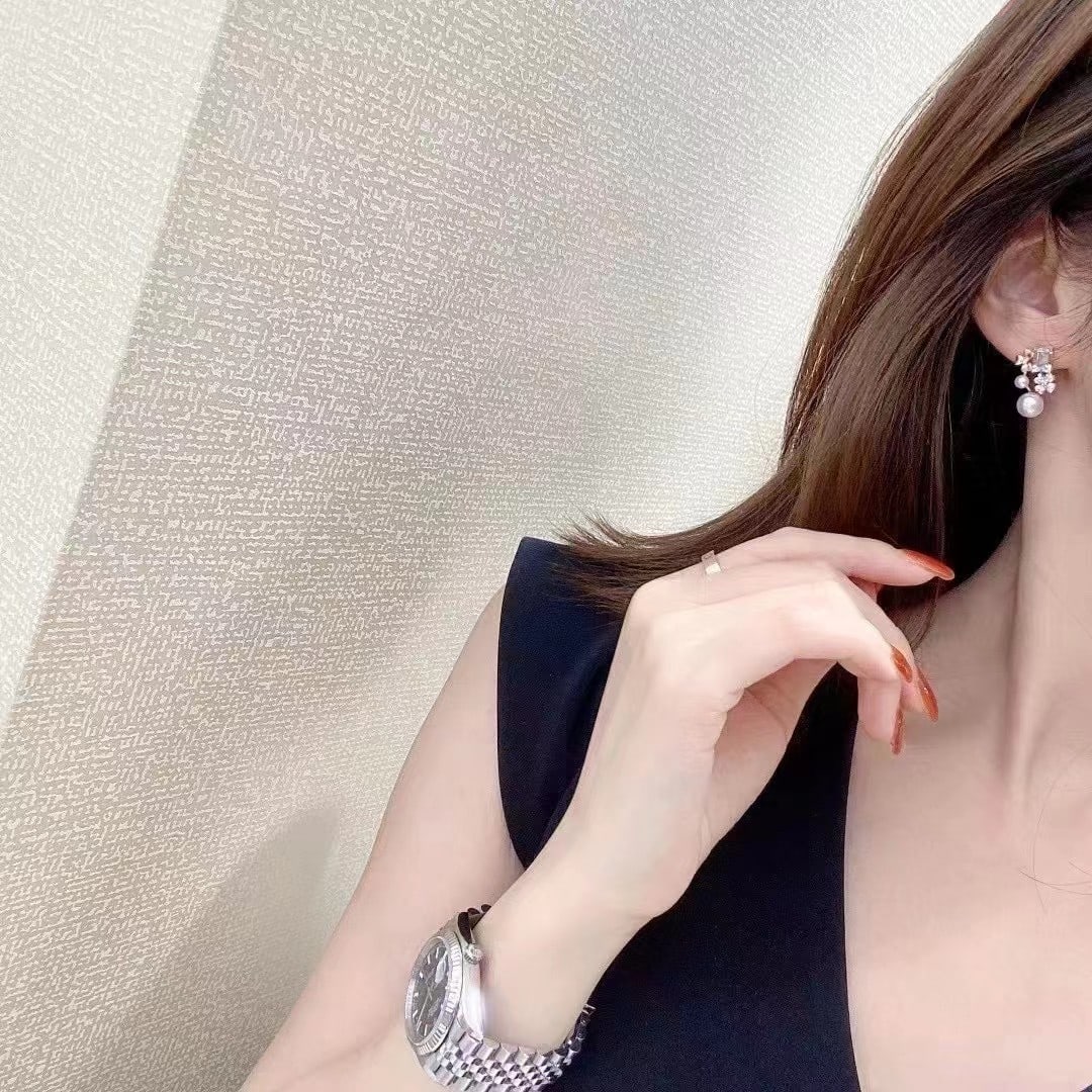 S925 pure silver pearl earrings - 4