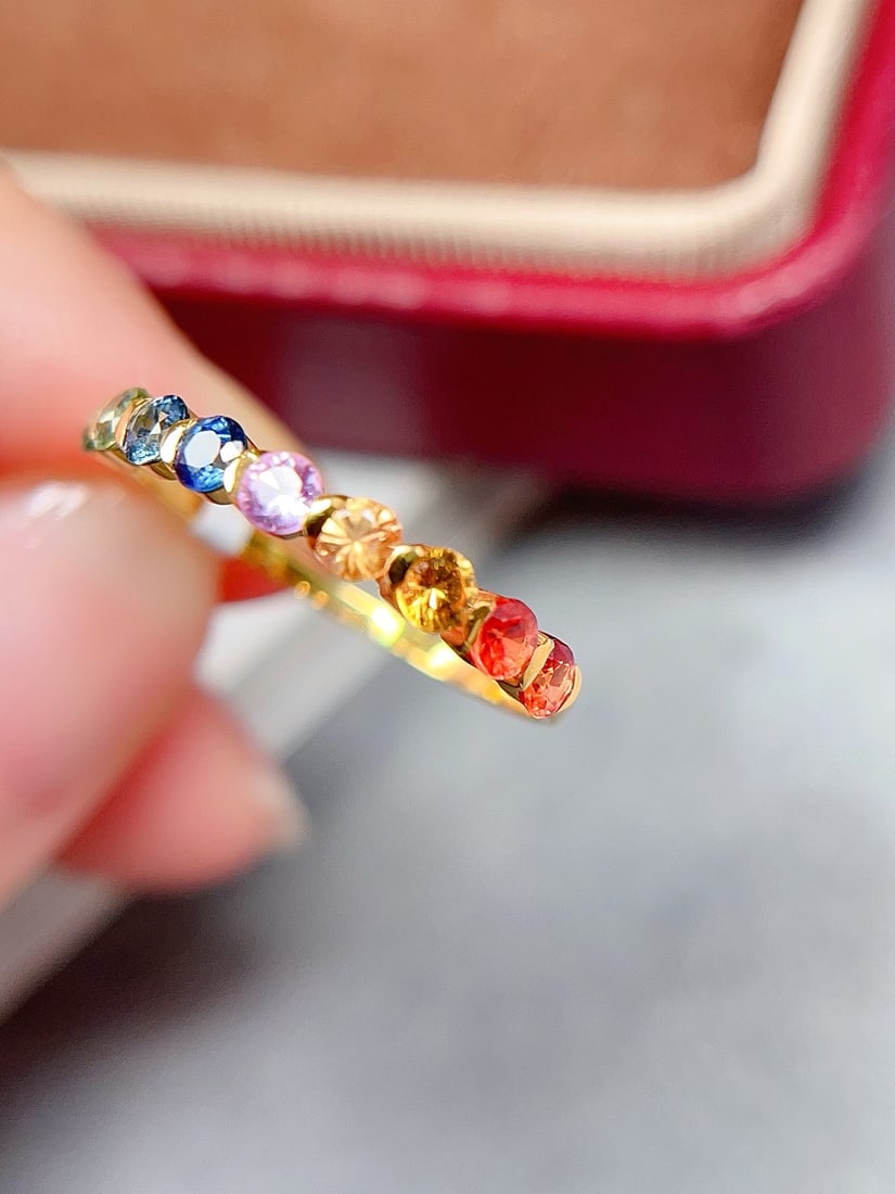 18K Gold Blue Sapphire Cluster Ring 0.7ct - 3