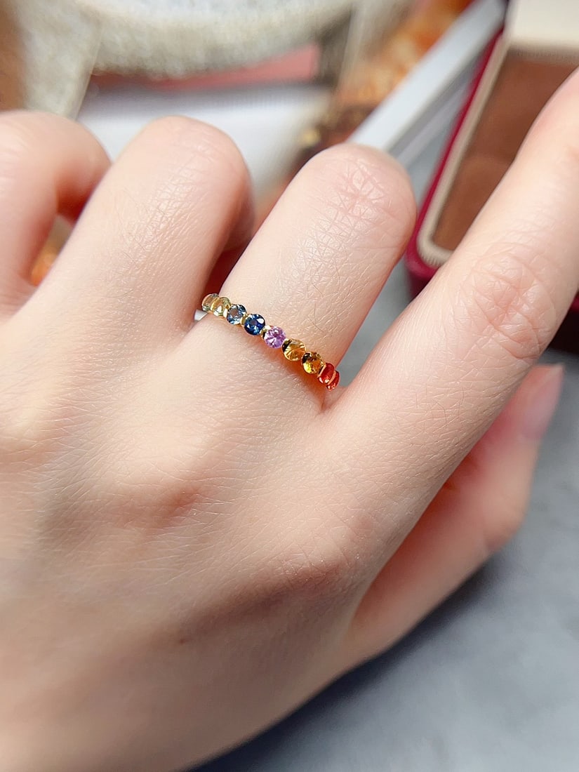 18K Gold Blue Sapphire Cluster Ring 0.7ct - 5