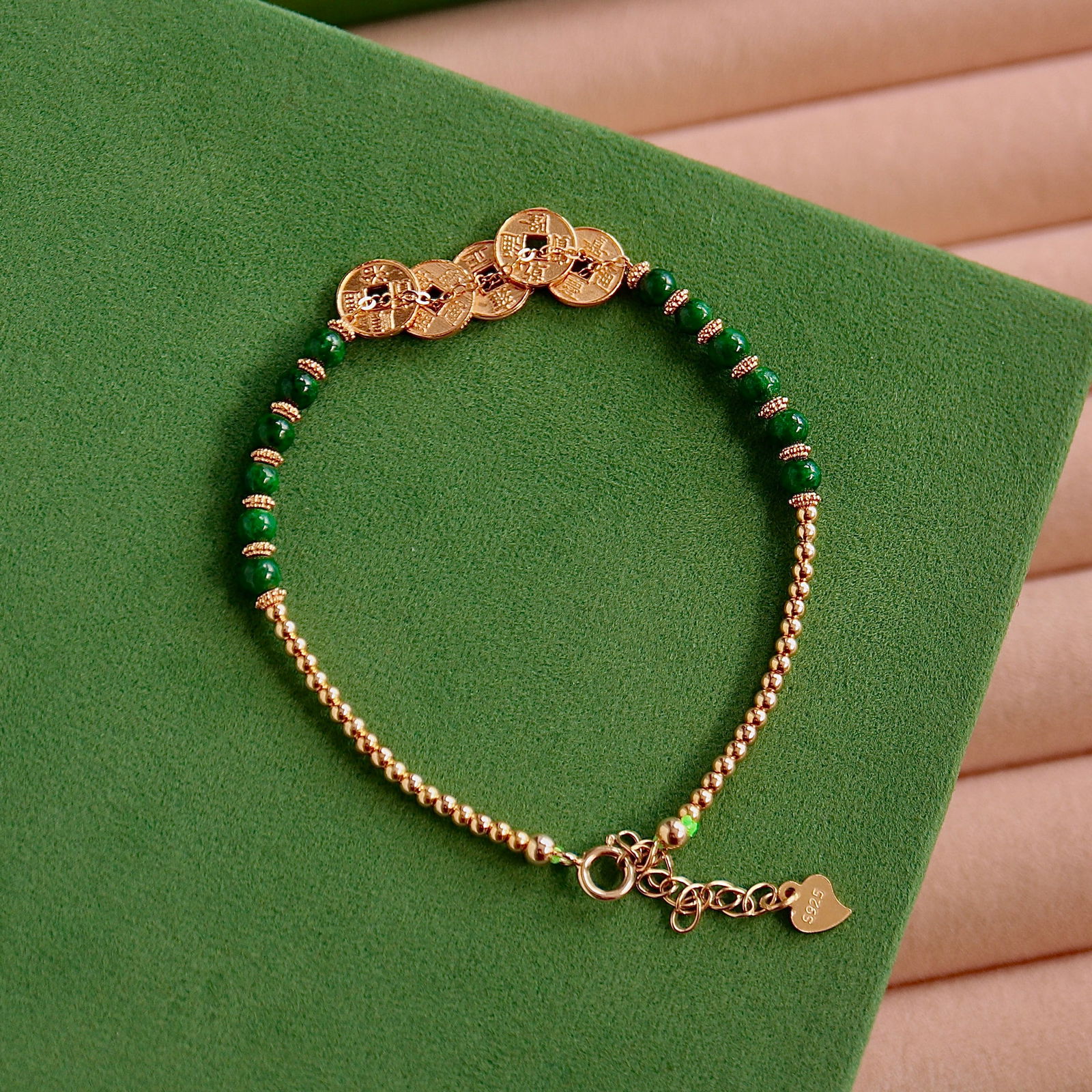 S925 pure silver natural jadeite bracelet - 4
