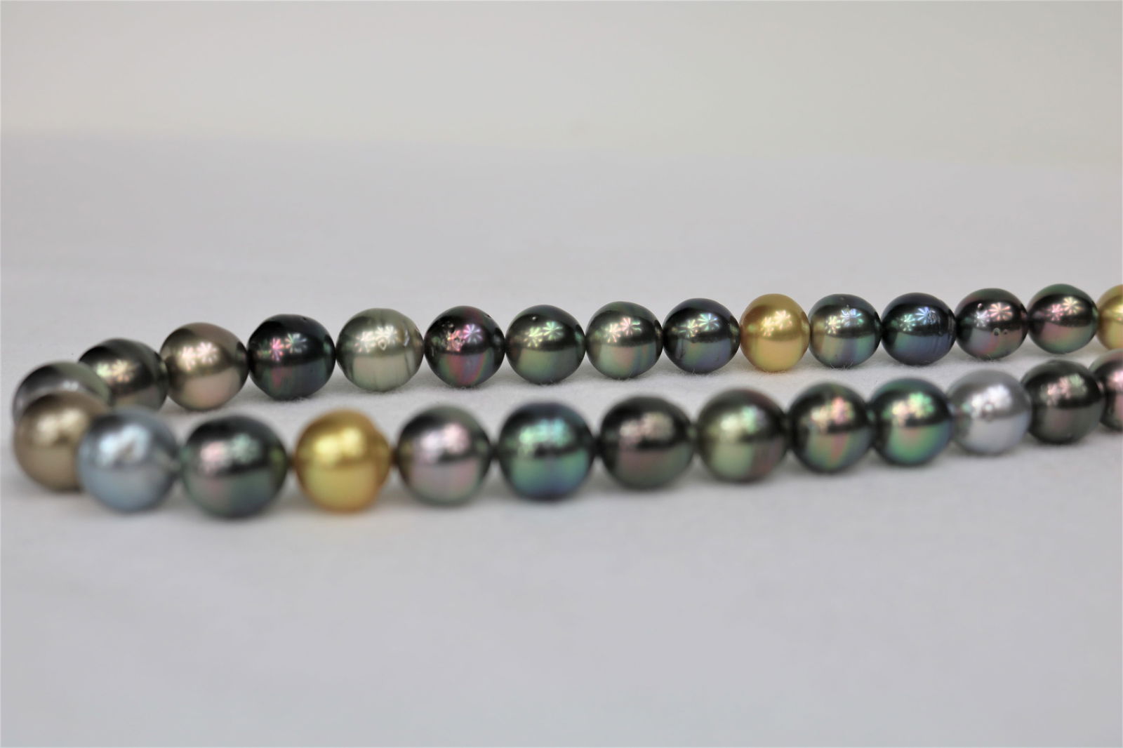 10-12mm Tahitian and Golden South Sea Multi Color Necklace with 14k Clasp - 2