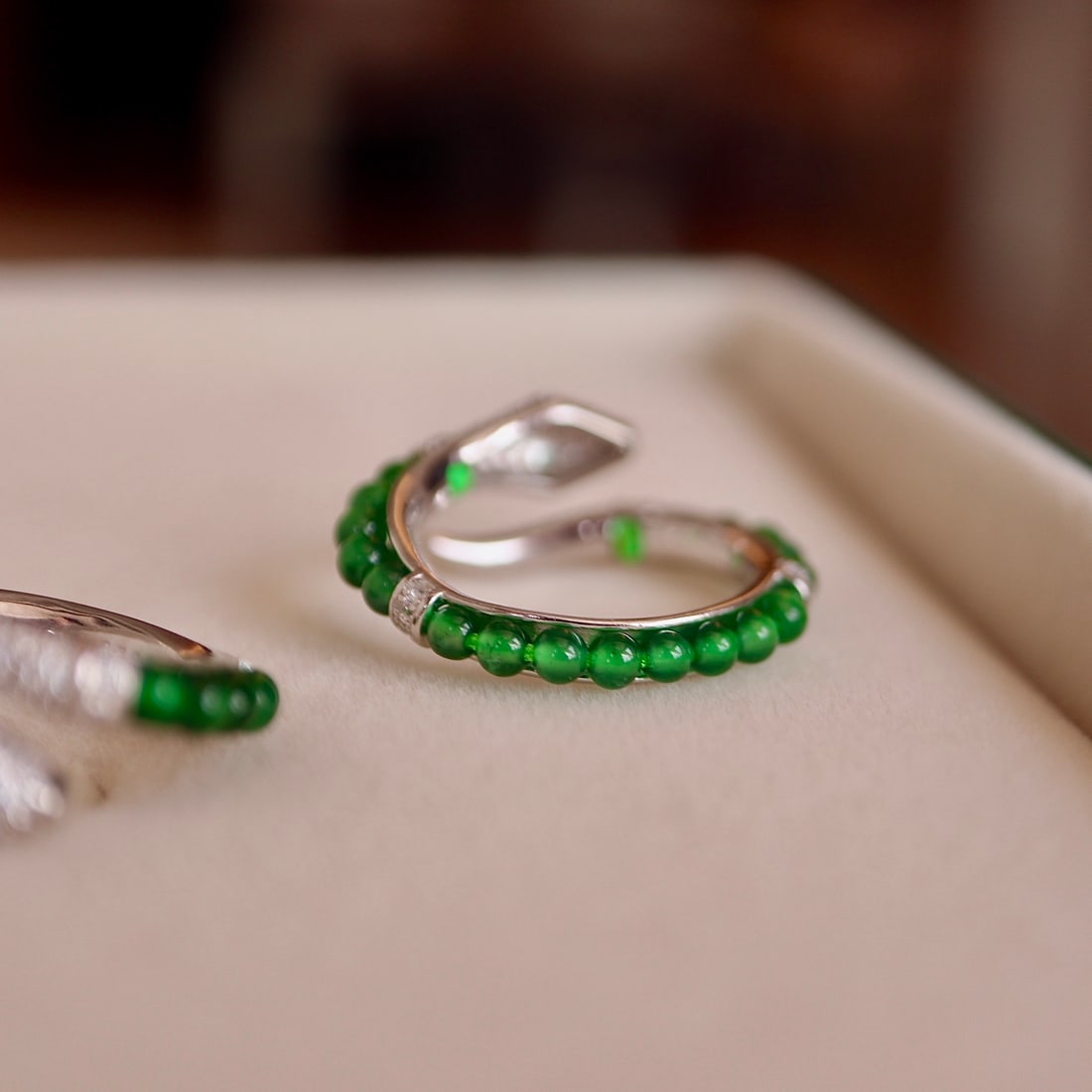 Natural jade snake-shaped ring with open design - 4