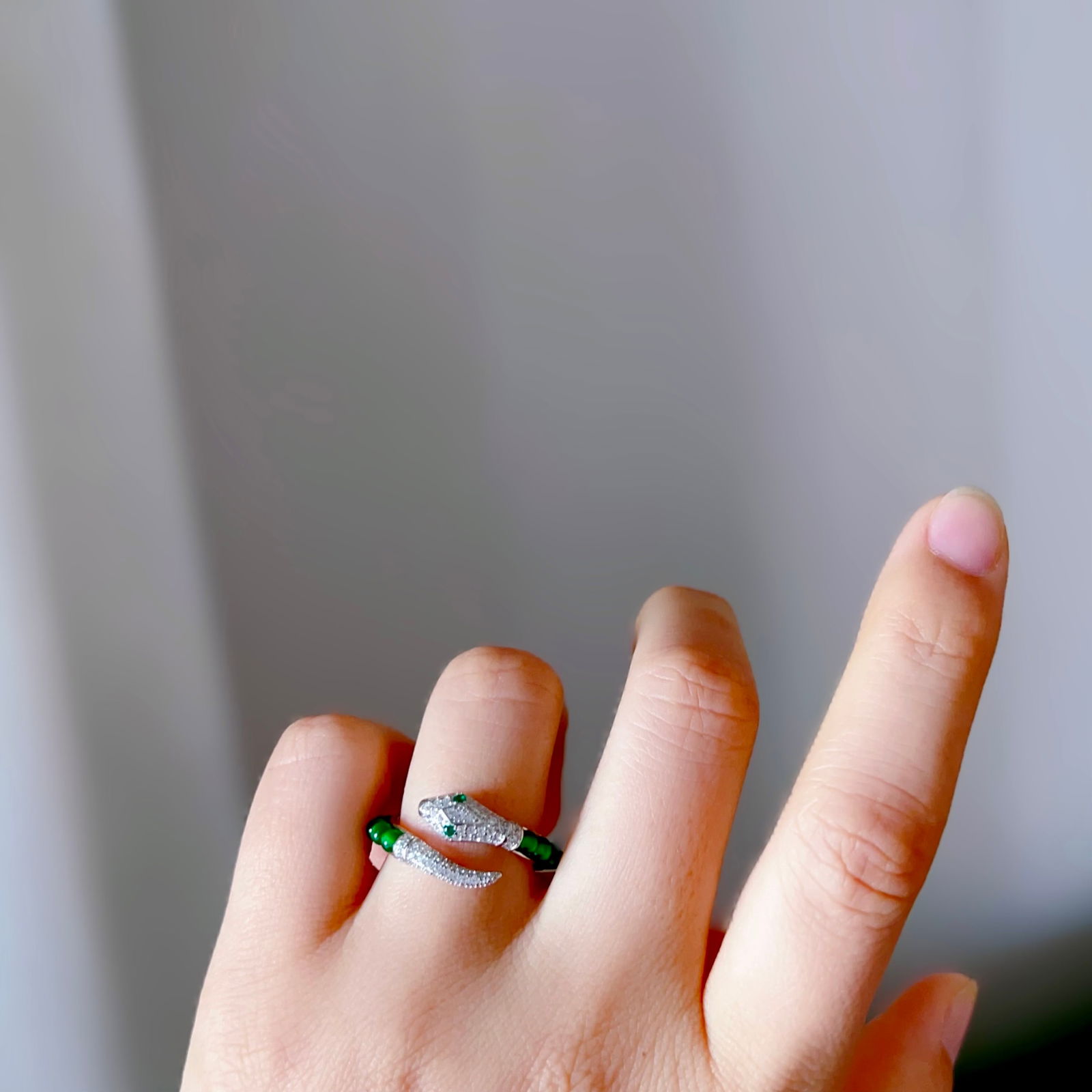 Natural jade snake-shaped ring with open design - 6