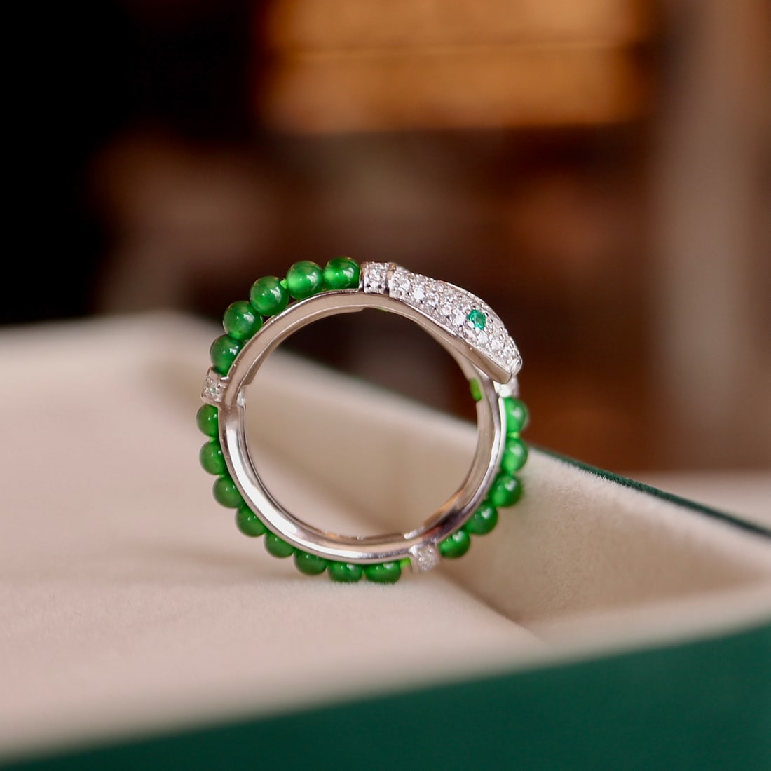 Natural jade snake-shaped ring with open design - 8