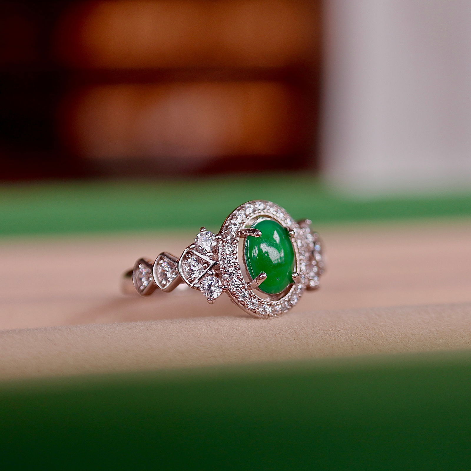 S925 Pure Silver Natural Jade Ring - 2