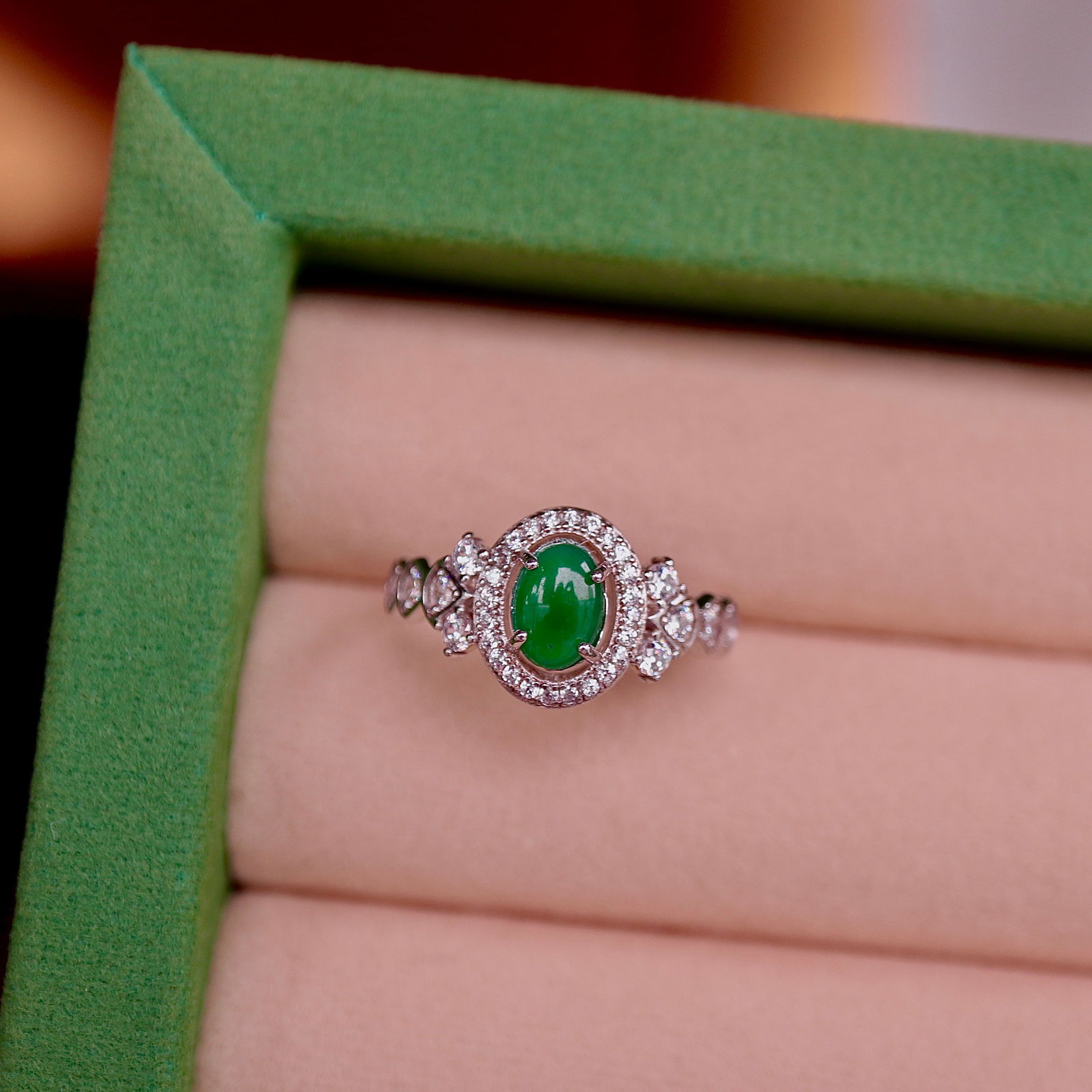 S925 Pure Silver Natural Jade Ring - 5