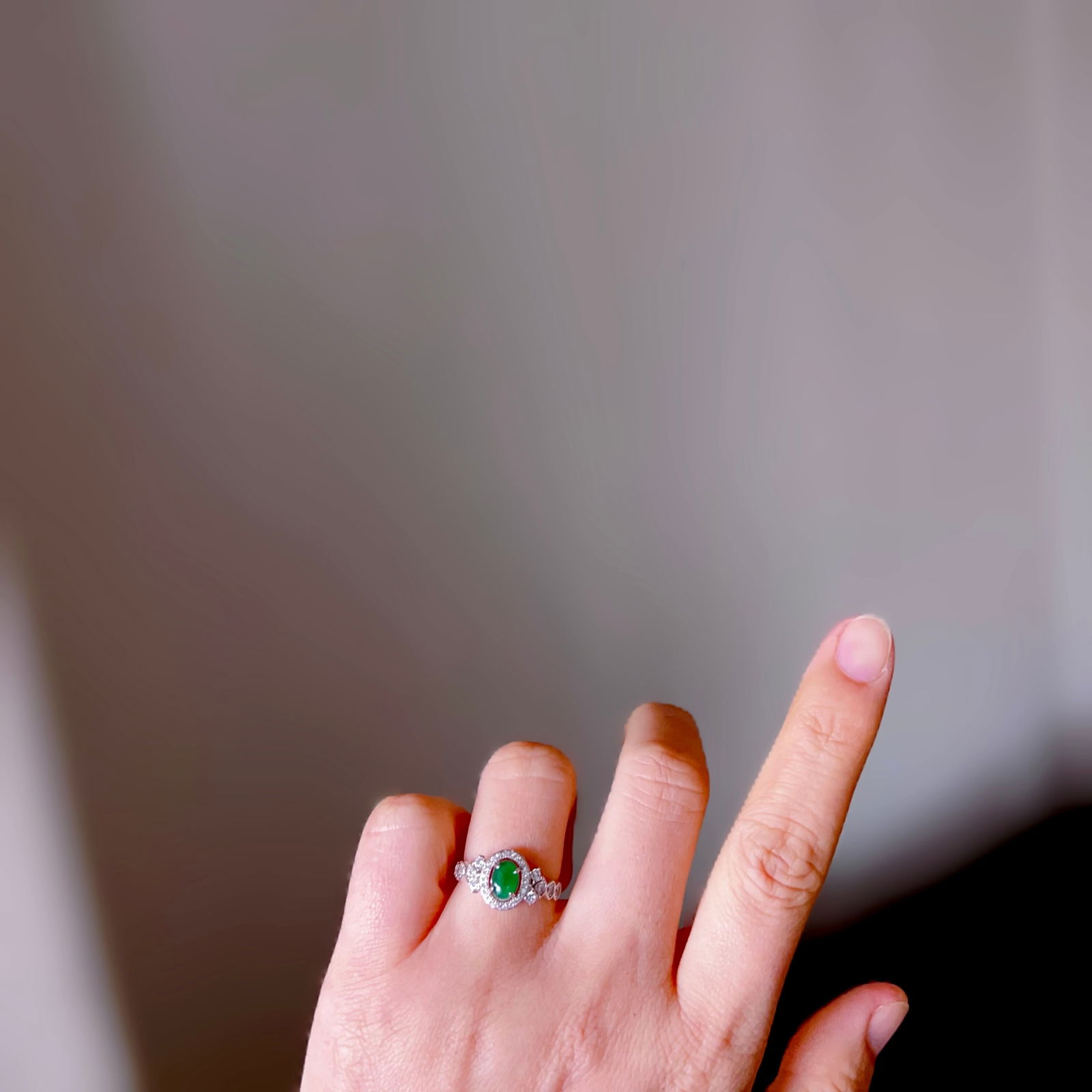 S925 Pure Silver Natural Jade Ring - 9