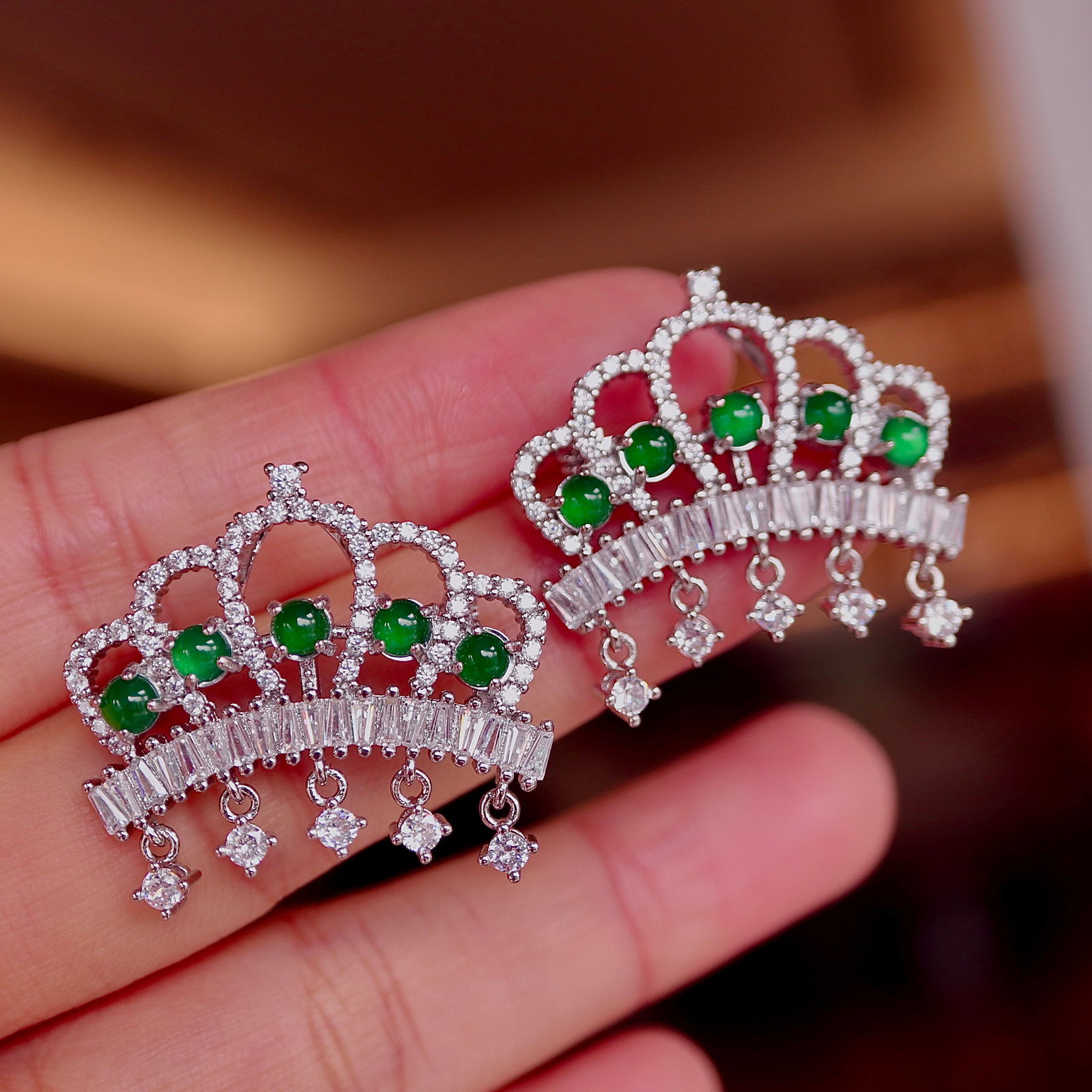 Natural Jade Crown Pendant Brooch - 6