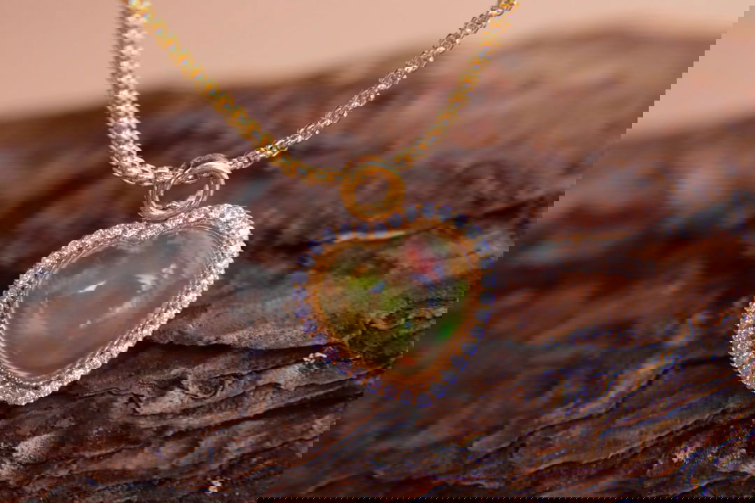 18K Gold Opal and Diamond Pendant, 2.9ct, Vibrant Color - 7