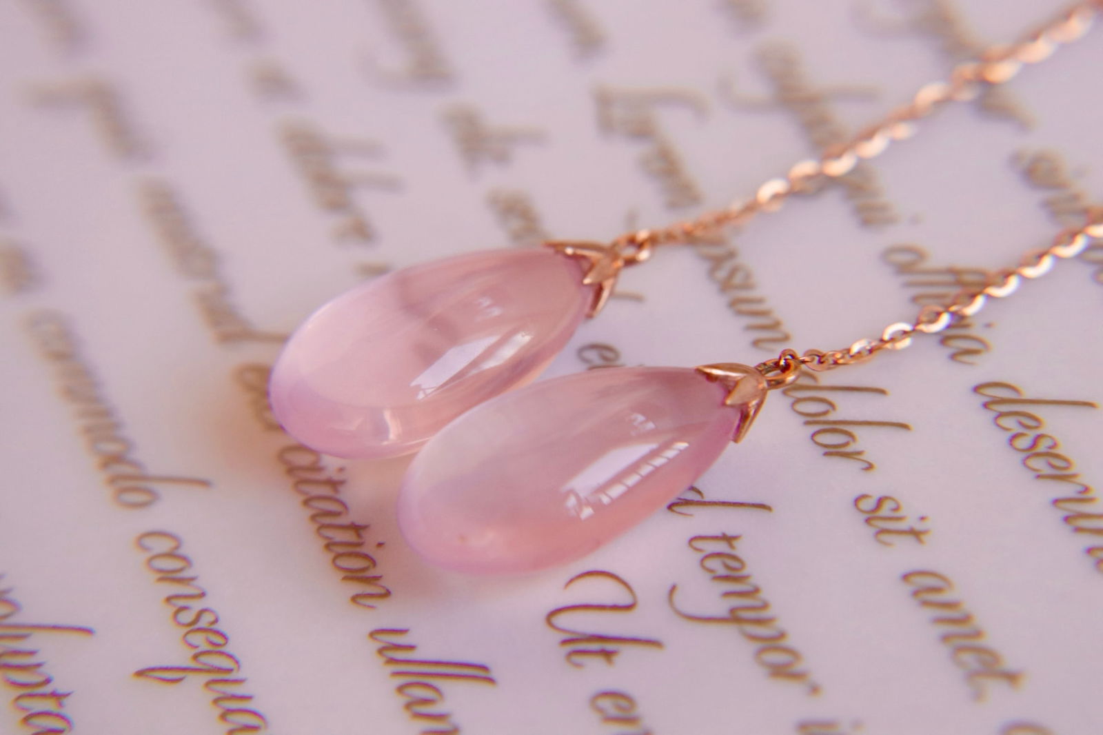 18K Gold Natural Rose Quartz Earrings 19.2ct - 7