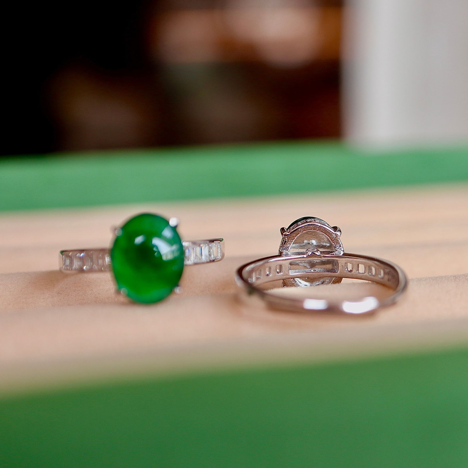 S925 pure silver natural jadeite ring - 4