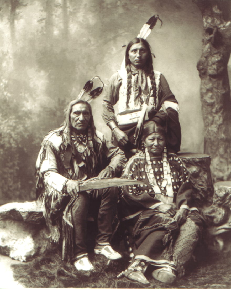 LITTLE WOUND, WIFE & SON_(TONED) BY HEYN: Title: LITTLE WOUND, WIFE & SON_(TONED) BY HEYN Artist/Source: HEYN, HERMAN (GERMAN, 1866-1949) Original Date: 1899 (ORIGINAL SOURCE) Dimensions: 10 X 8" Description: || UNITED STATES SHIPPING ONLY!