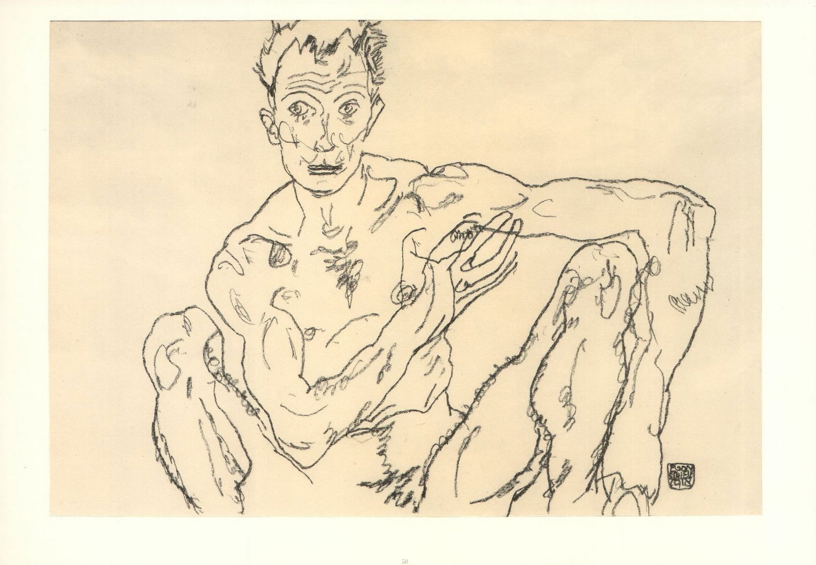 Egon Schiele Lithograph 58 Figure Nan Crouching: Title: Egon Schiele Lithograph 58 Figure Nan Crouching Artist: Egon Schiele Description: Artist:Egon Schiele Country:Austria Title:Figure nan crouching Medium:Lithograph - 58 Marks:Signed in