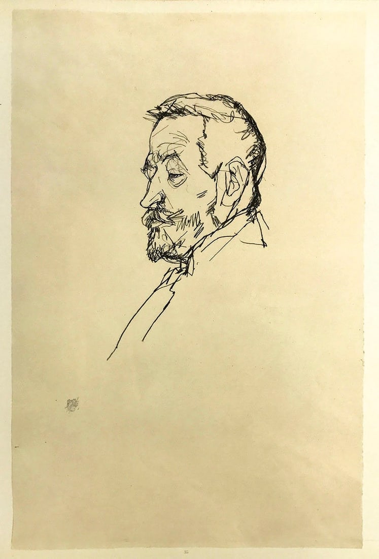 Schiele Lithograph 35 Portrait of Henrich 1968 (1 of 1)