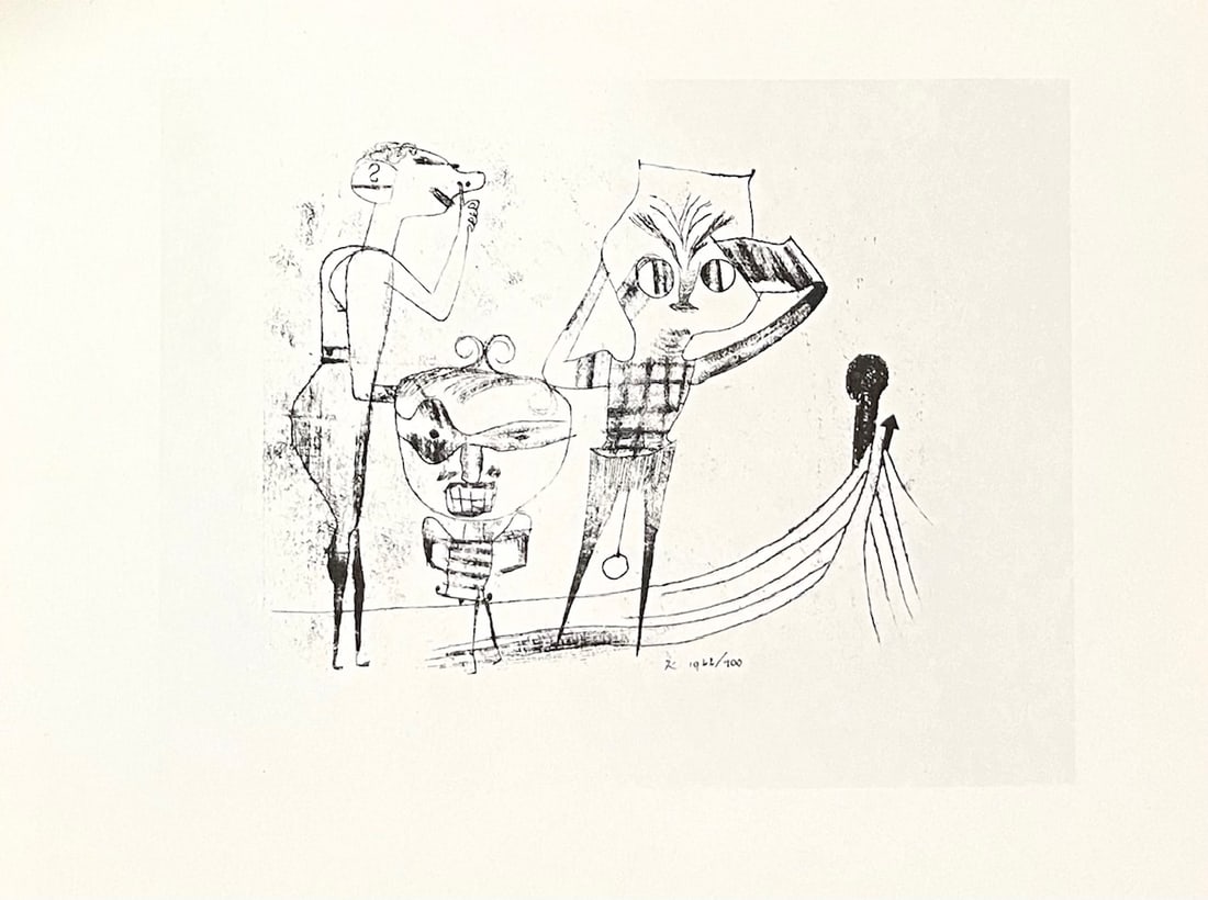 1947 Paul Klee Engraving 32 Vulgar Comedy 1922: Title: 1947 Paul Klee Engraving 32 Vulgar Comedy 1922 Artist: Klee Description: Artist: Paul Klee Country: Switzerland / Germany Title: Vulgar Comedy - 1922 Medium: Engraving - 32 printed: 1947 by Mer