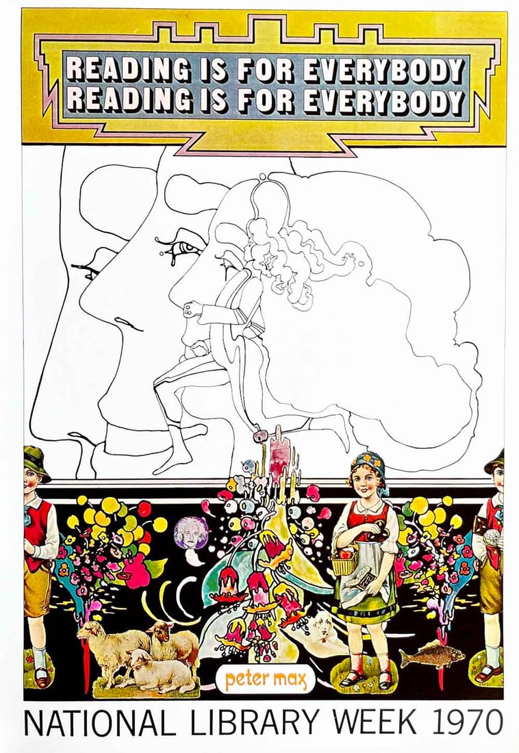 Peter Max Pop Art Poster 21 Reading Is For Everbody 1970 (1 of 1)