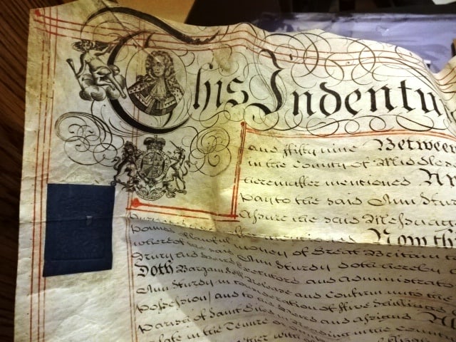 1759 Large English Vellum Indenture Vignette King Portrait Seal (1 of 4)