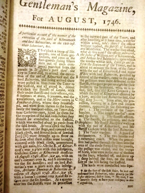 1746 Magazine Scot Rebellion and Executions - 2