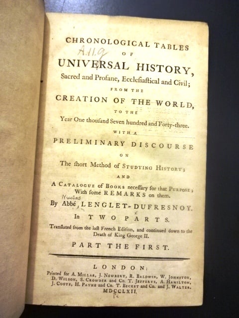 1762 Dufrensoy Chronological Tables (1 of 4)