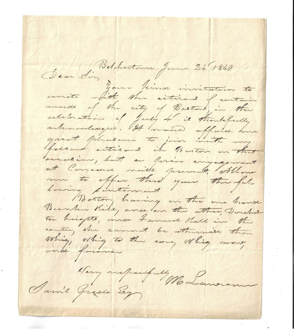 1840 Two Letters Whigs Harrison Log Cabin Convention (1 of 2)