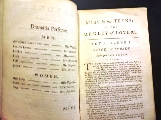 1753 Play Miss in Her Teens David Garrick - 2