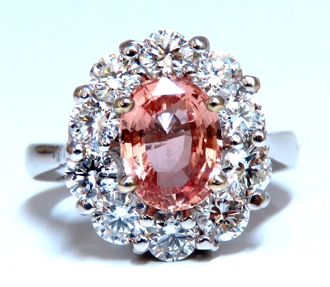 GIA Certified 2.05ct Natural Padparadscha Pink Sapphire Diamond Ring Fine - 2