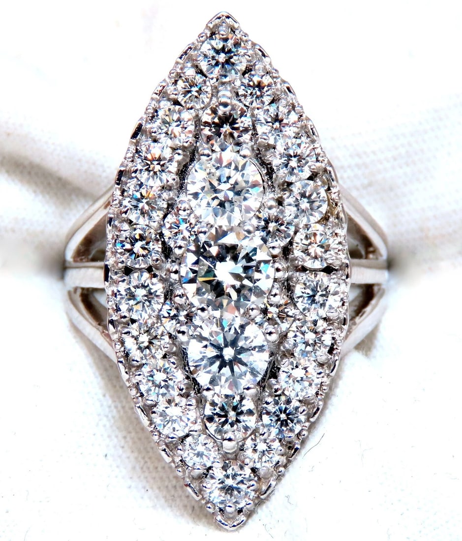 GIA Certified 4.42ct Natural Round Diamond Ring 18kt Marquise Cluster Glam - 2