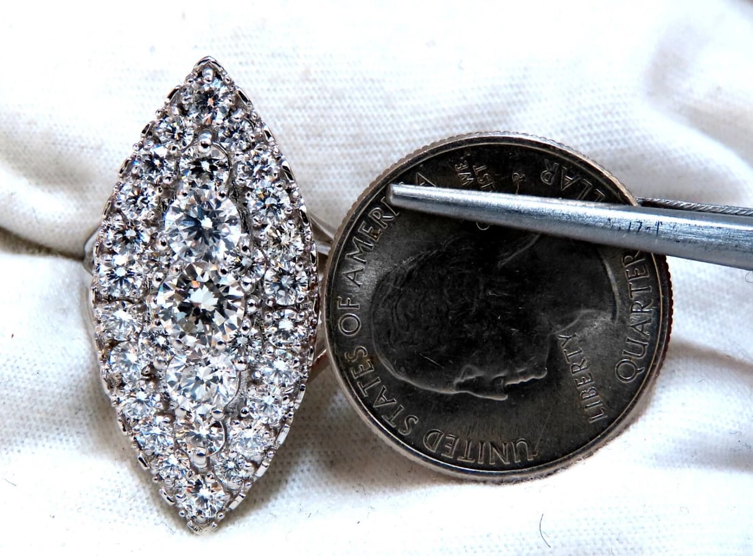 GIA Certified 4.42ct Natural Round Diamond Ring 18kt Marquise Cluster Glam - 4