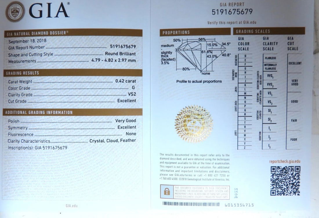 GIA Certified .42ct Diamond Solitaire Necklace G/Vs2** - 6