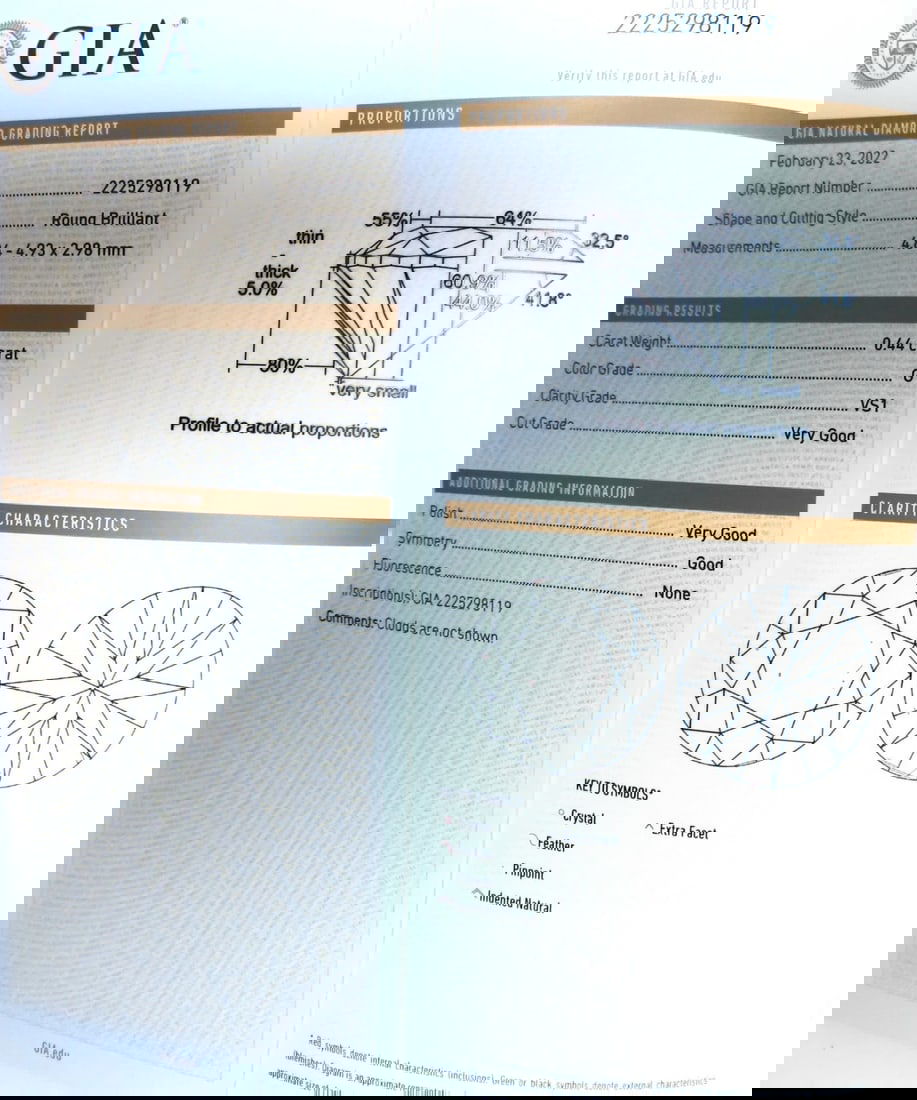 GIA Certified .44ct Diamond Solitaire Necklace G/Vs1** - 8