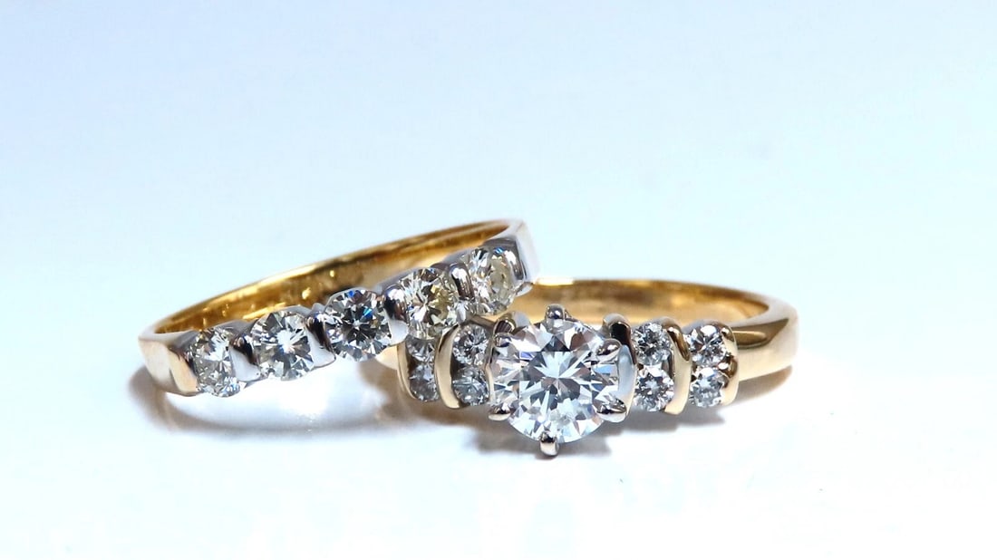 GIA Certified .51ct Natural Round Diamond solitaire ring E/I2 + Band - 2