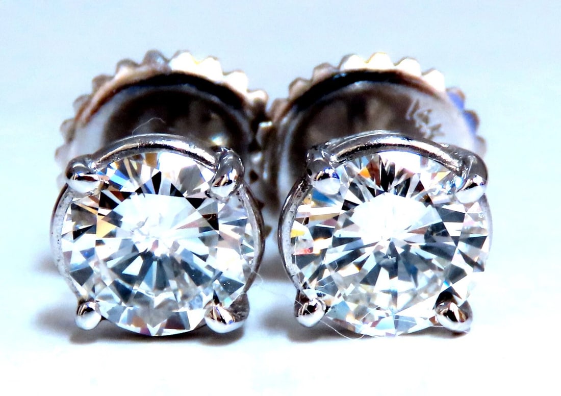 Diamond Studs GIA Certified 2.07ct Earrings 14kt** (1 of 7)