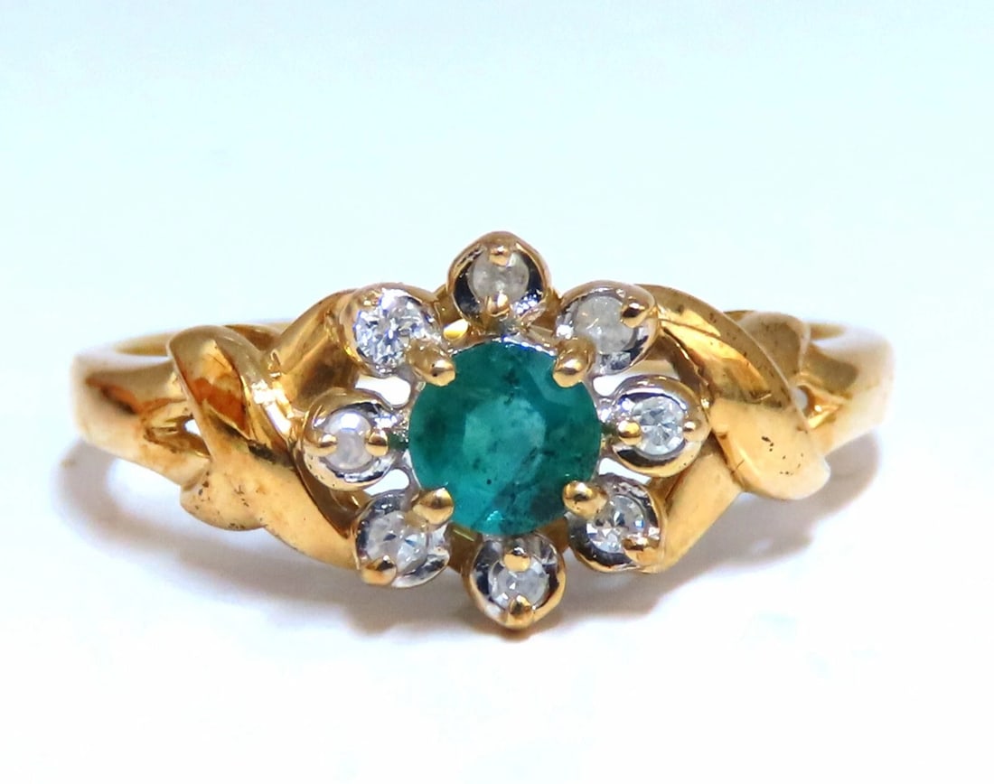 Emerald Diamonds Cluster Ring 14kt .30ct** (1 of 5)