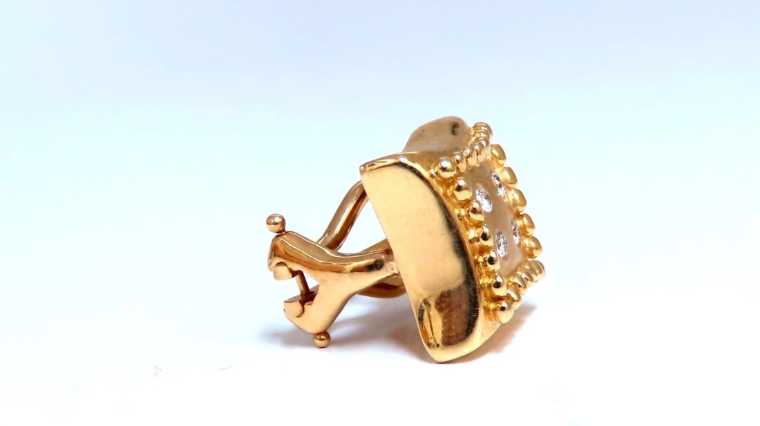 Diamond Dice Square Earrings .25ct 14kt Omega Clip** - 4