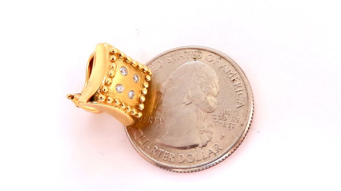 Diamond Dice Square Earrings .25ct 14kt Omega Clip** - 5