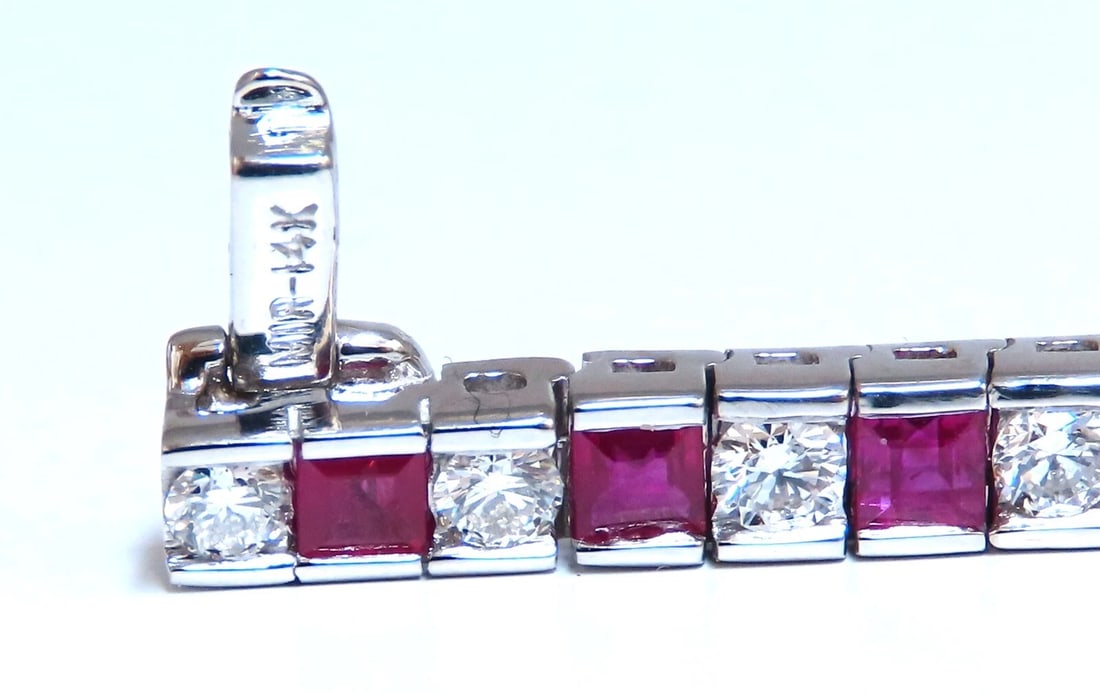 10.03ct Natural Ruby Diamonds Alternating Channel Line Bracelet 14kt** - 3